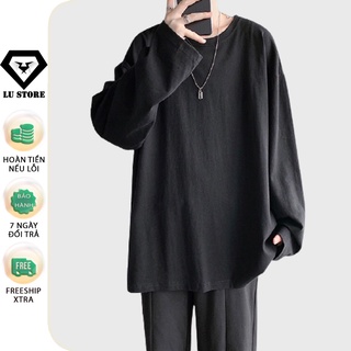 Áo thun trơn tay dài dáng rộng màu basic unisex Lu Store