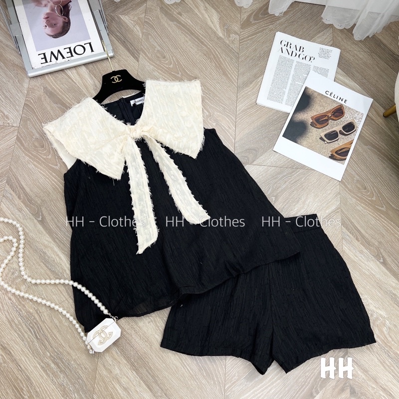 set bộ cổ bèo thắt nơ xinh