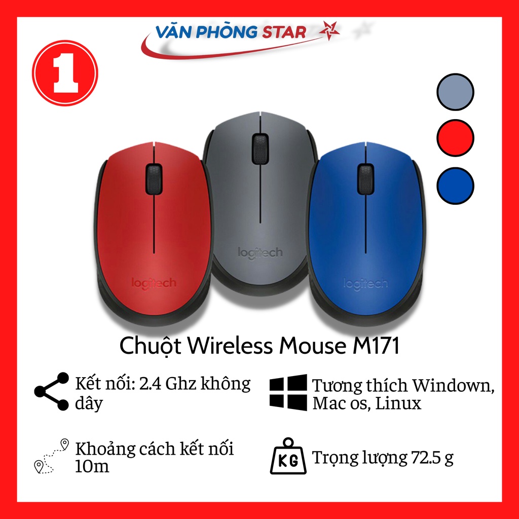 Chuột không dây Logitech M171 Wireless Mouse  chính hãng bảo hành toàn quốc