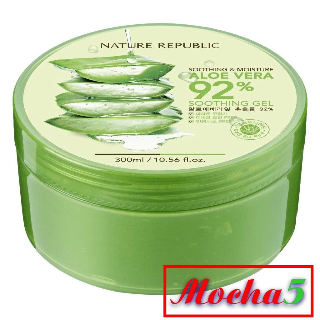 Sỉ gel lô hội NATURE REPUBLIC Aloe Vera 92% cấp ẩm đa năng 300ml [Chính Hãng]