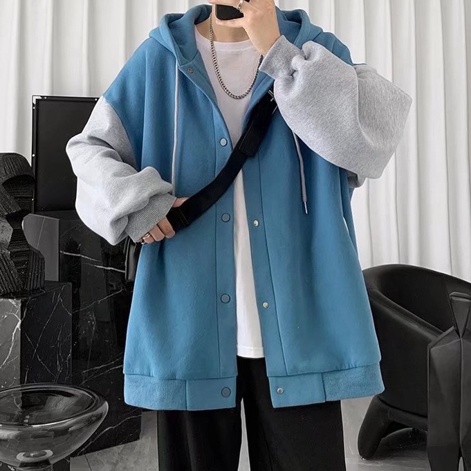 Nối nhung thời trang áo hoodie nam nữ thời trang hàn quốc áo hoodie form rộng simple áo khoác hoodie nữ