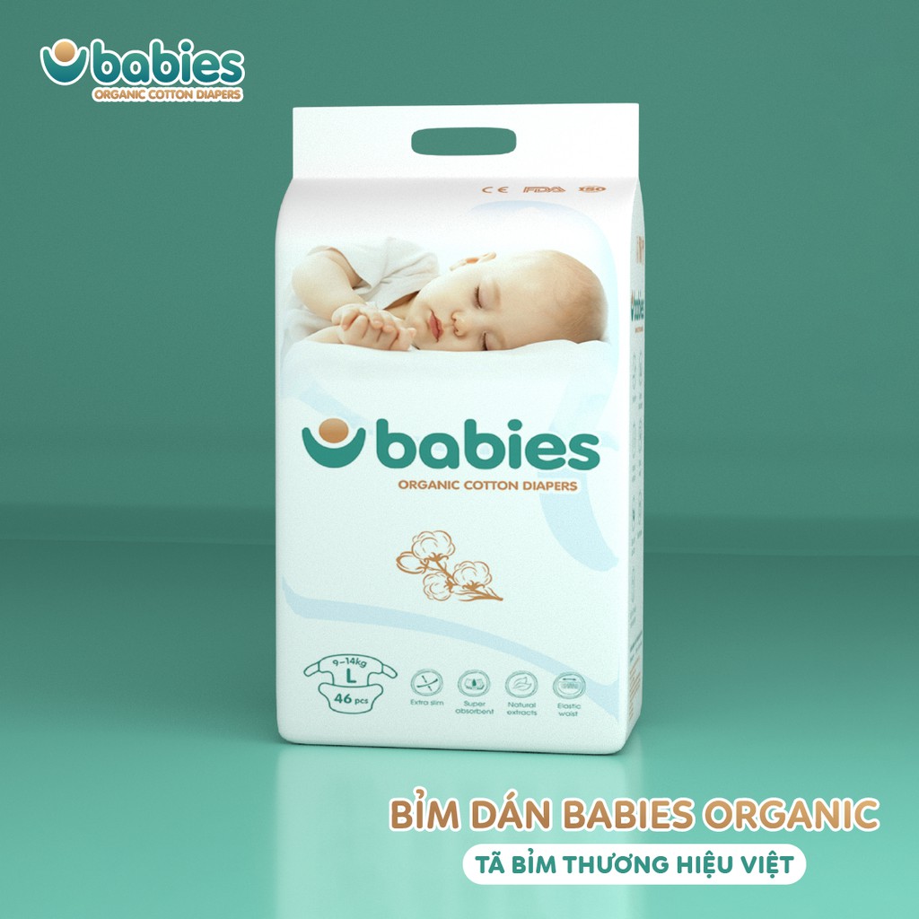 Tã Bỉm Dán Babies Organic NB76 S66 M56 L46