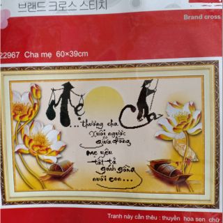 Tranh thêu chữ thập Cha mẹ kt 60*39cm(hình thật)