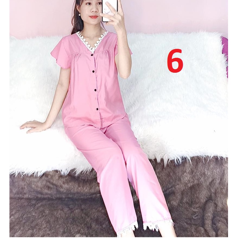 Bộ kate lụa nhún bèo - quần dài - ẢNH THẬT
