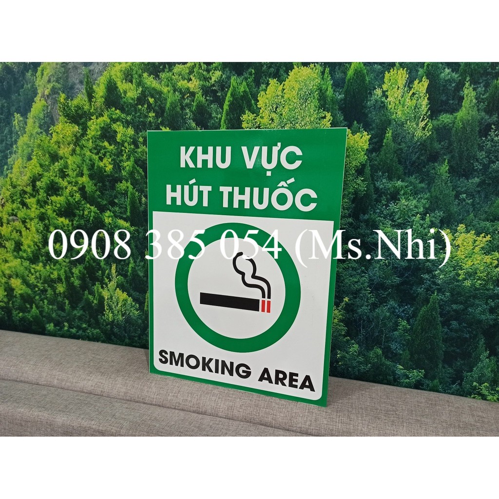 Biển báo khu vực hút thuốc bằng chất liệu Alu siêu nhẹ- KT 30x40cm- Hình thật