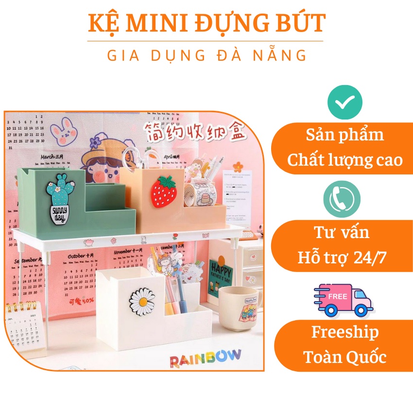 Kệ mini đựng bút viết  HÀNG CAO CẤP  kệ trang trí bàn học 2 màu xanh, hồng nhỏ gọn tiện lợi