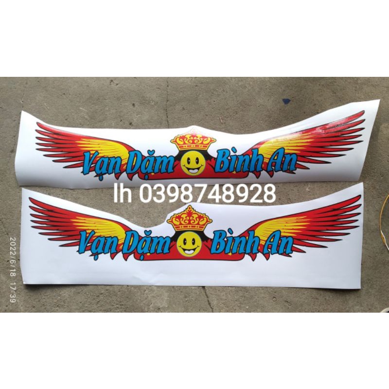 TEM DECAL VẠN DẶM BÌNH AN  VÀ CHỮ VIP MẪU ĐẠI BÀNG DÁN TRANG TRÍ XE TẢI, XE Ô TÔ