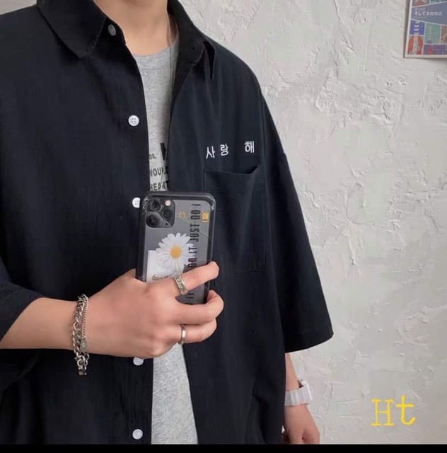 Áo sơmi chữ hàn cộc tay H2D978