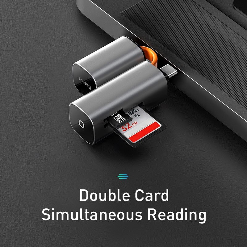 Đầu đọc thẻ nhớ đa năng cổng giao tiếp USB/ Type C Baseus Mini Cabin Card Reader cho Smartphone/Tablet/Macbook/Laptop