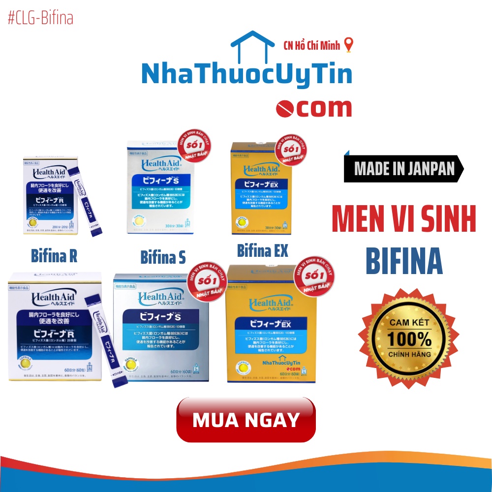 Men vi sinh sống BIFINA NHẬT BẢN chính hãng hỗ trợ tiêu hóa cho trẻ em, người lớn, táo bón, tiêu chảy