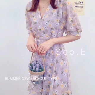 Đầm hoa chéo ngực (Hồng, Tím)