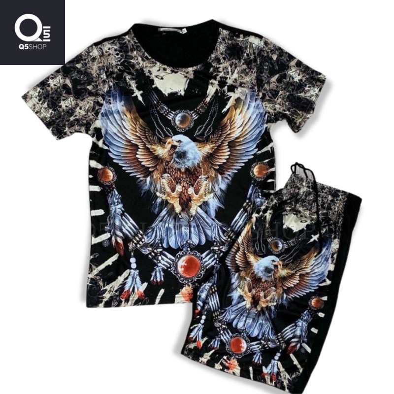 ஐ▽﹊Bộ thun hè nam in hình 3D mới,q5shop