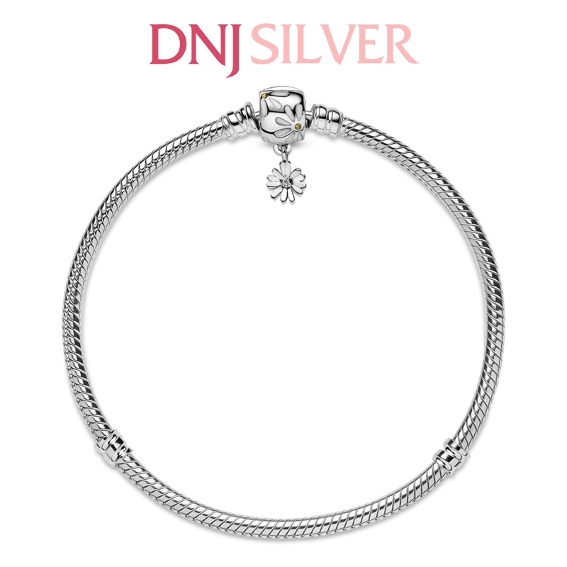Vòng charm bạc 925 cao cấp - Mẫu vòng Daisy Flower Clasp Snake Chain, có thể mix thêm hạt charm vào vòng theo ý thích