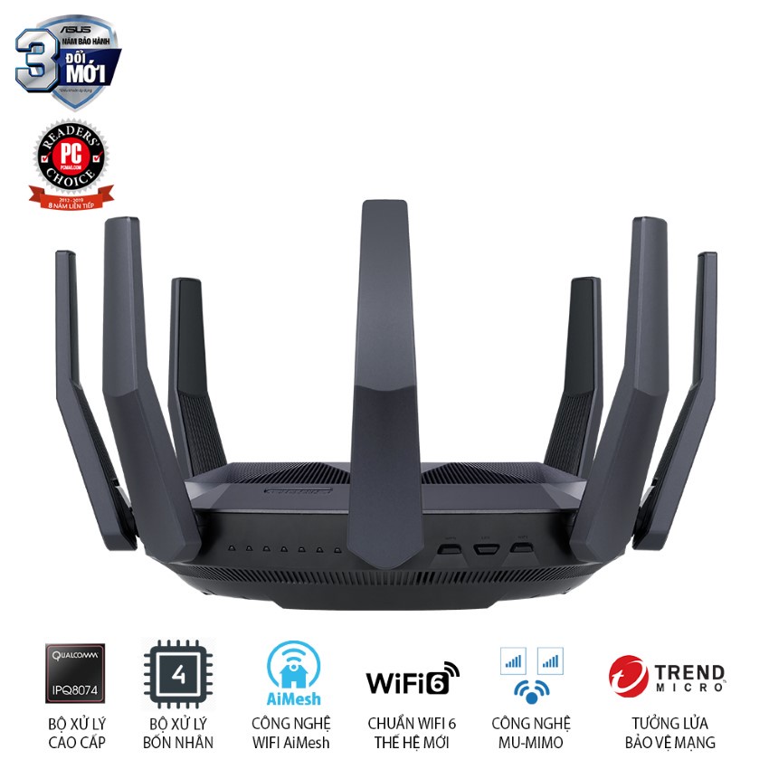 Bộ phát wifi 6 Asus RT-AX89X AX6000Mbps Gaming MU-MIMO and OFDMA (Chính Hãng Asus Việt Nam)