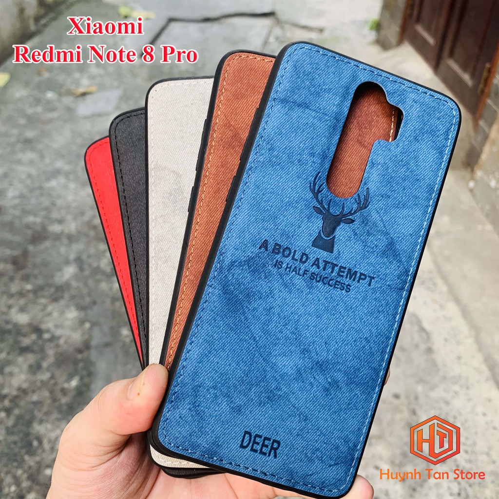 Ốp Lưng Xiaomi Redmi Note 8 Pro Vân Vải Khắc Hình Nai