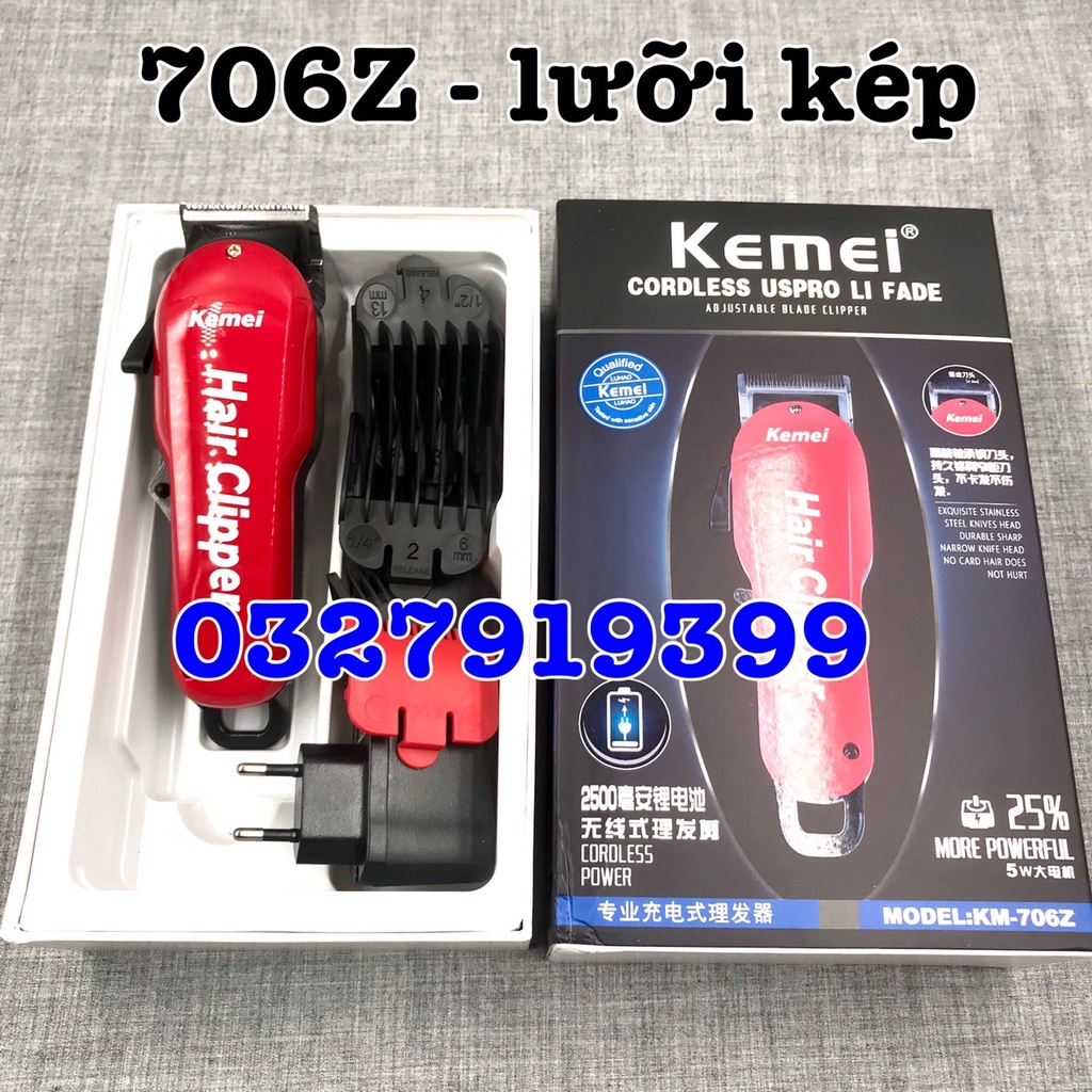 ✅freeship✅ Tông đơ cắt tóc lưỡi kép KEMEI 706Z