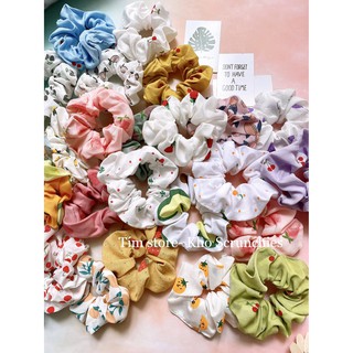 {Ảnh thật} SCRUNCHIES TRÁI DÂU, CÀ, CHANH, KHÓM CUTE VẢI LINEN, CỘT TÓC VẢI GIÁ RẺ