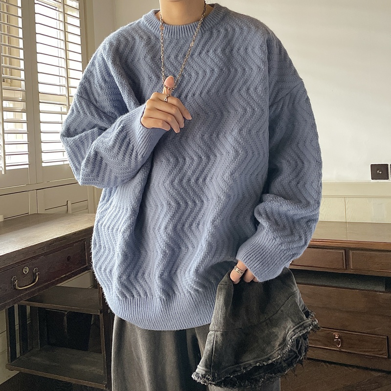 Áo Sweater Tay Dài Cổ Tròn Dáng Rộng Thời Trang Cho Nam