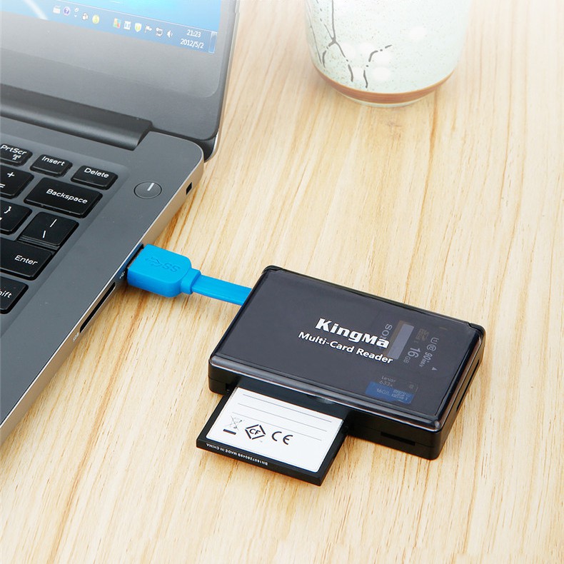 Đầu đọc thẻ nhớ SD,Micro SD,TF,CF cổng USB 3.0 có tích hợp hộp đựng thẻ hàng chính hãng Kingma