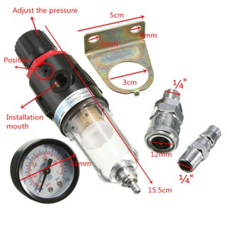 Air Compressor Filter Moisture Water Oil Separator Trap Tools Regulator Gauge