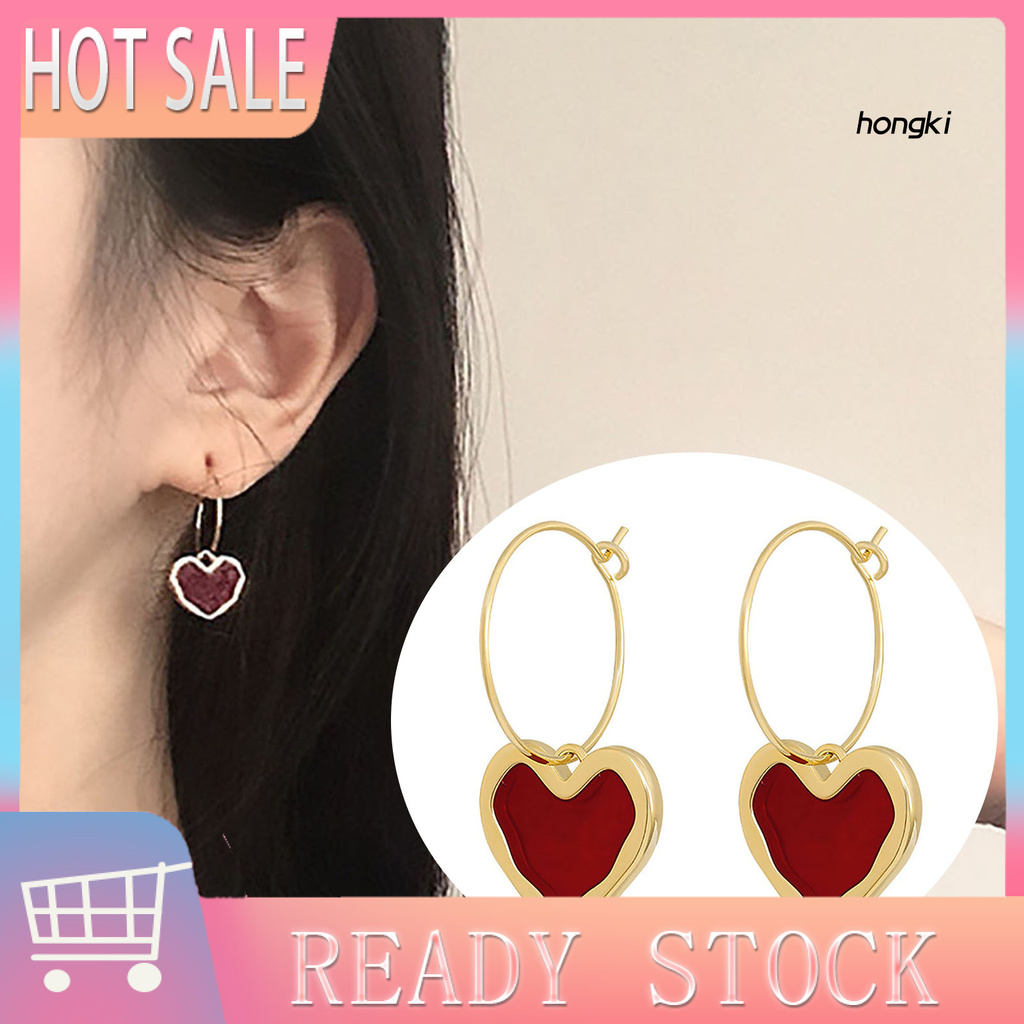 Hoa Tai Hình Trái Tim Phong Cách Hàn Quốc Cho Nữ