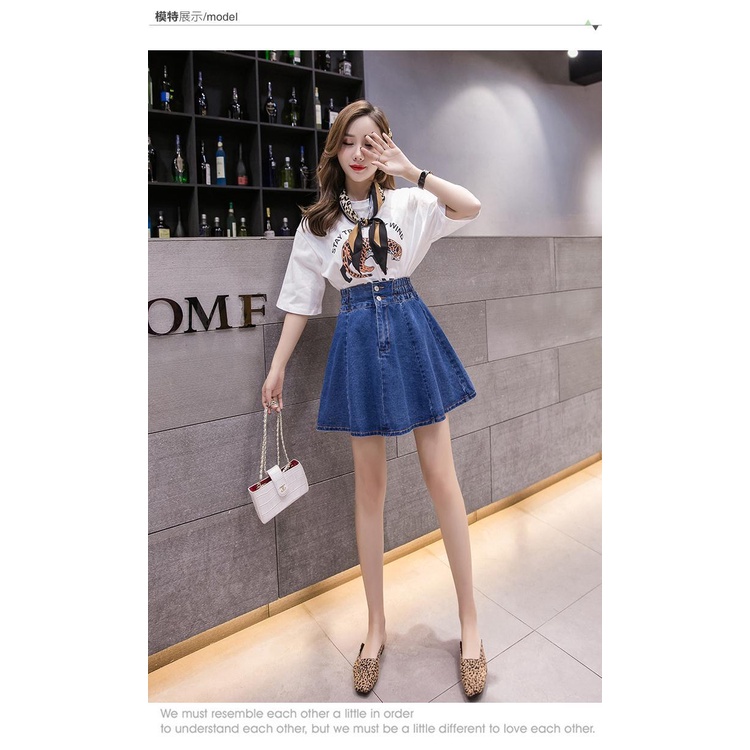 Chân Váy Denim Chữ A Lưng Cao Thời Trang Dành Cho Nữ