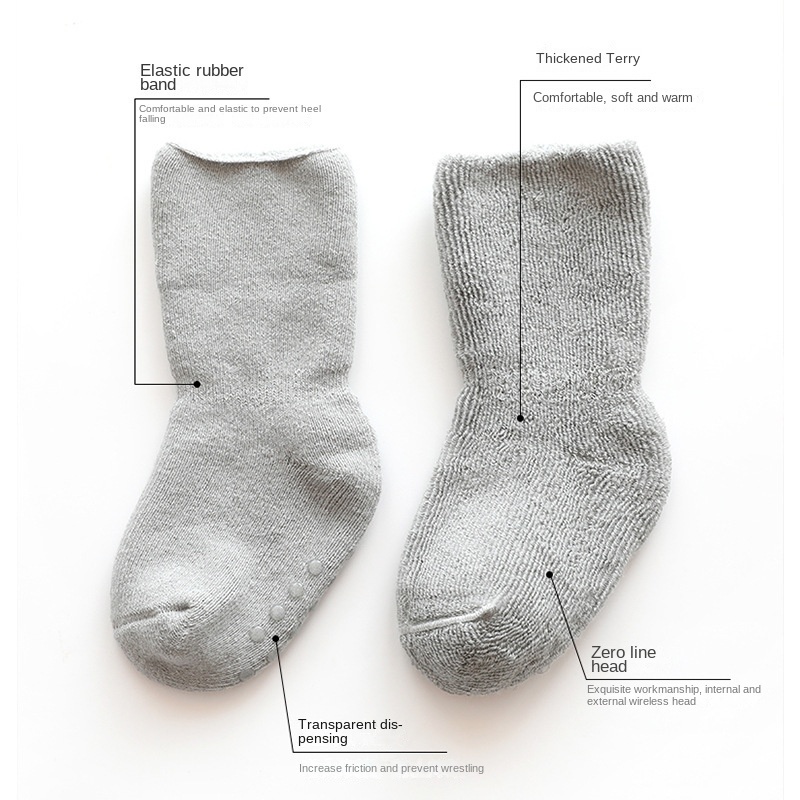 vớ trẻ em Vớ Cotton Dày Mềm Mại Chống Trượt Cho Bé Sơ Sinh 0-3 Tuổi
