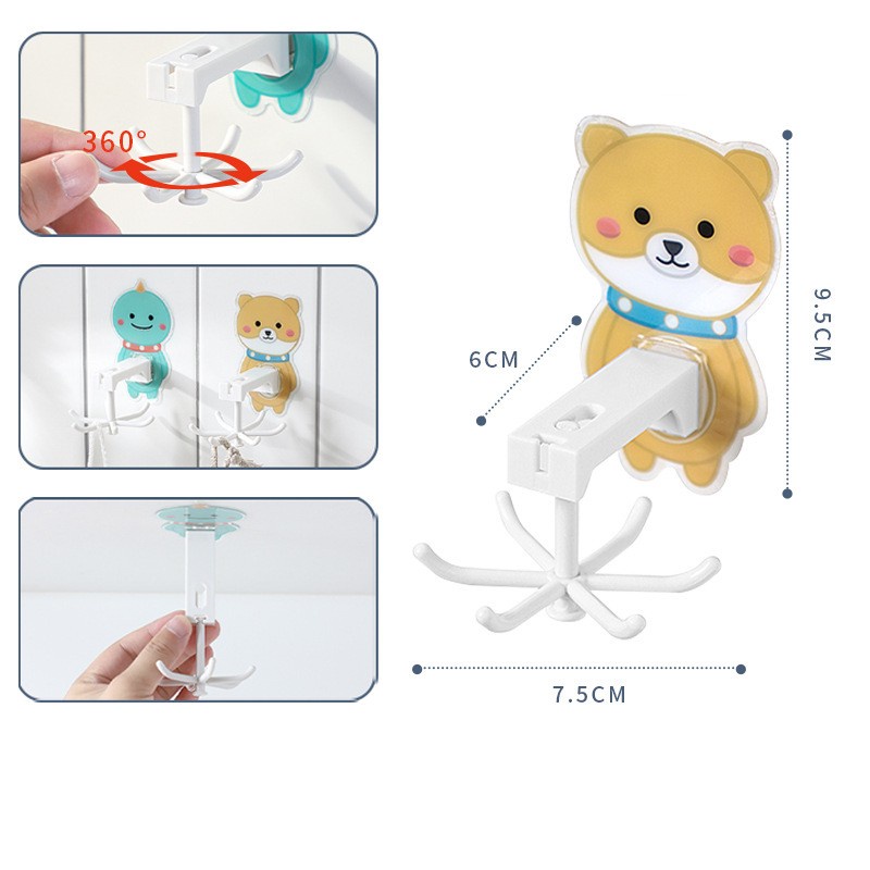 Móc treo đồ 6 nhánh xoay được linh hoạt đa năng tiện lợi