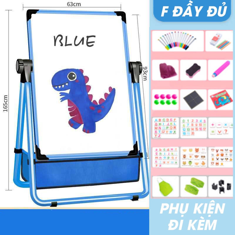 Bảng vẽ hai mặt cho bé loại F kích thước lớn 93cm*63cm cao 165cm,bảng viết trang trí cao cấp full phụ kiện