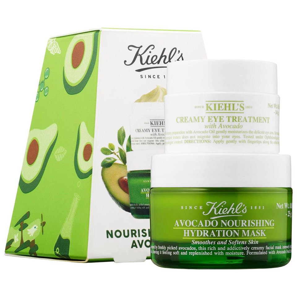 Set Kiehl’s Nourished by Nature Avocado Duo gồm kem mắt và mặt nạ bơ mini