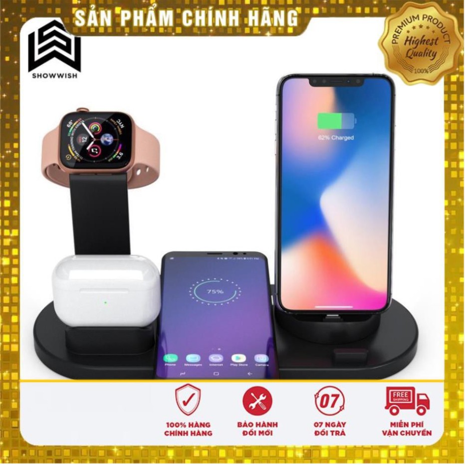 Đế sạc không dây 6in1 (sạc được Airpod Pro). Full box, Hàng Chính Hãng 100%