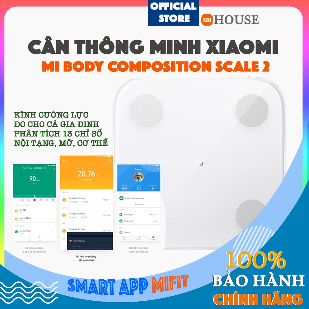 HOẢ TỐC | Cân sức khỏe Xiaomi Body Fat Gen 2 - Mi Fit App Tiếng Việt 13 chỉ cơ thể - Xiaomi 2 Fat Body Gen - MiHouse