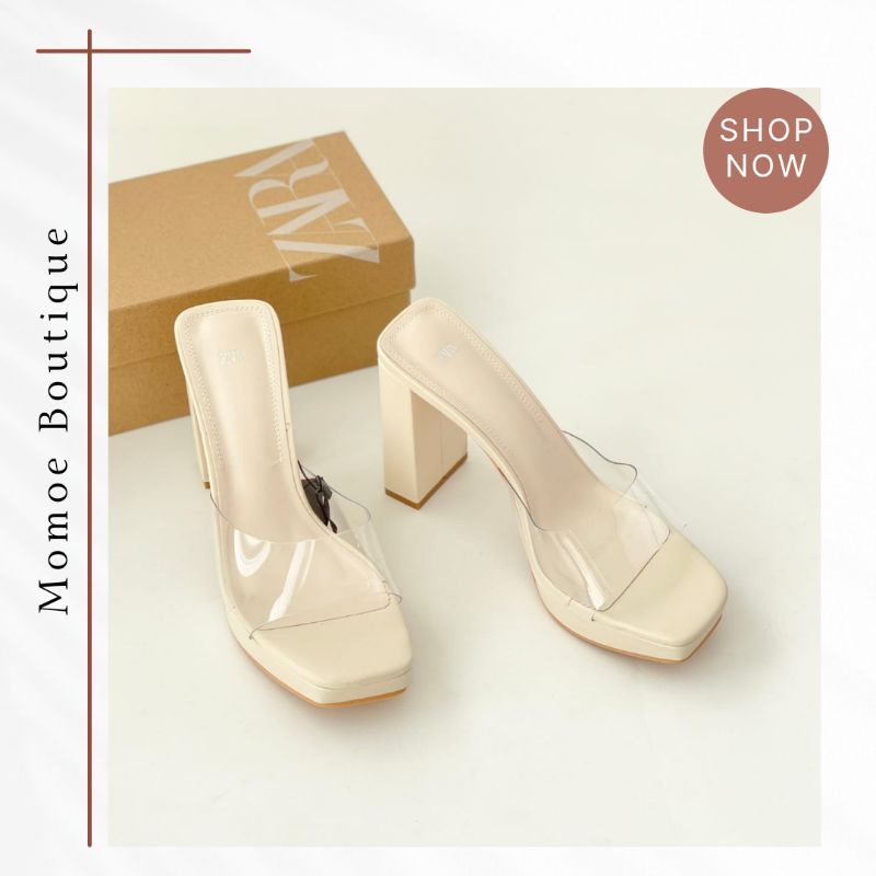 ZARA Giày Cao Gót Quai Ngang Trong Suốt Xinh Xắn Zs470
