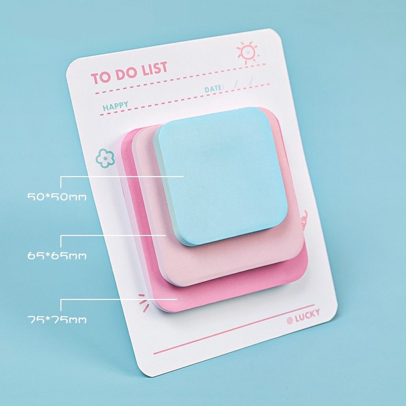 Set 90 Tờ Giấy Ghi Chú Hình Vuông 3 Kích Cỡ 3 Màu Sắc Tùy Chọn Tiện Dụng Cho Văn Phòng / Trường Học