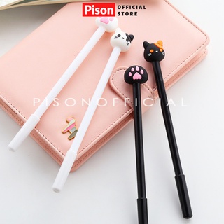 Bút bi nước mực gel hình Đầu chân mèo Pison, mực đen ngòi kim 0.38mm - SP0344 - 1 cái