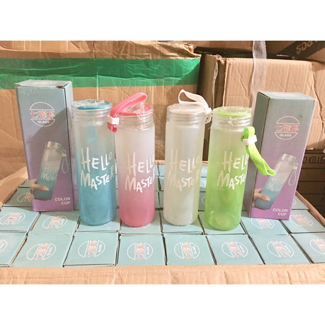 Bình Nước Thủy Tinh Hello Master 480 ml