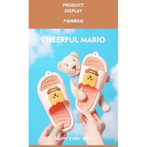 Dép lê quai ngang trẻ em Cheerful Mario gấu Bear có đế chống trơn trượt mã DLMA8