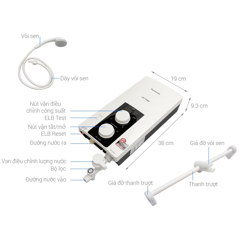 Máy nước nóng có bơm trợ lực Panasonic DH-3RP2VK - Hàng chính hãng - HAPOS