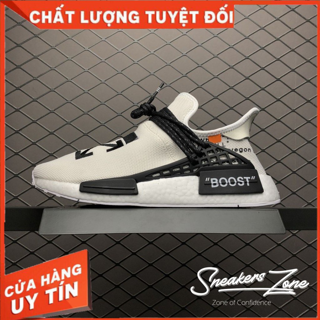 (FREESHIP+HỘP+QUÀ) Giày Thể Thao Sneakers NMD Human Racen OFF WHITE trắng chữ đen cực đẹp cho cả nam và nữ
