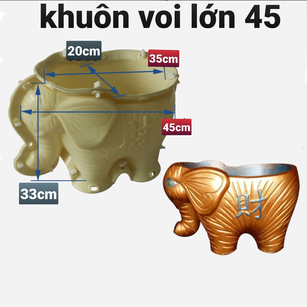 Khuôn đúc chậu cảnh Voi lớn 45 (khuôn ABS siêu bền)