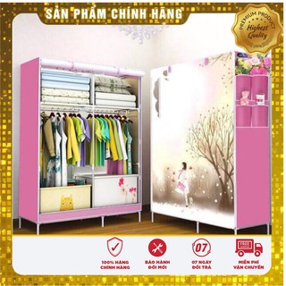 ❄💓Tủ vải đựng quần áo 3d 2 buồng 6 ngăn🌺🌺 FREESHIP💓 TIỆN LỢI