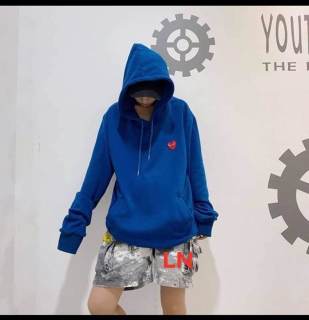 [Mã FAMAYWA2 giảm 10K đơn 50K] Áo hôdie nỉ bông lô gô tim đỏ, áo hoodie dáng rộng