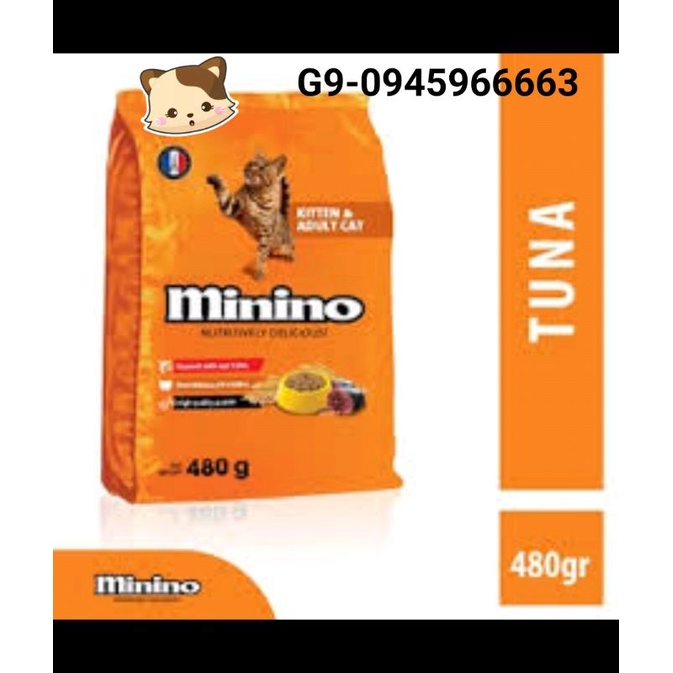 480g Minino tuna cam - Thức ăn cá ngừ cho mèo mọi lứa tuổi Minino của Pháp