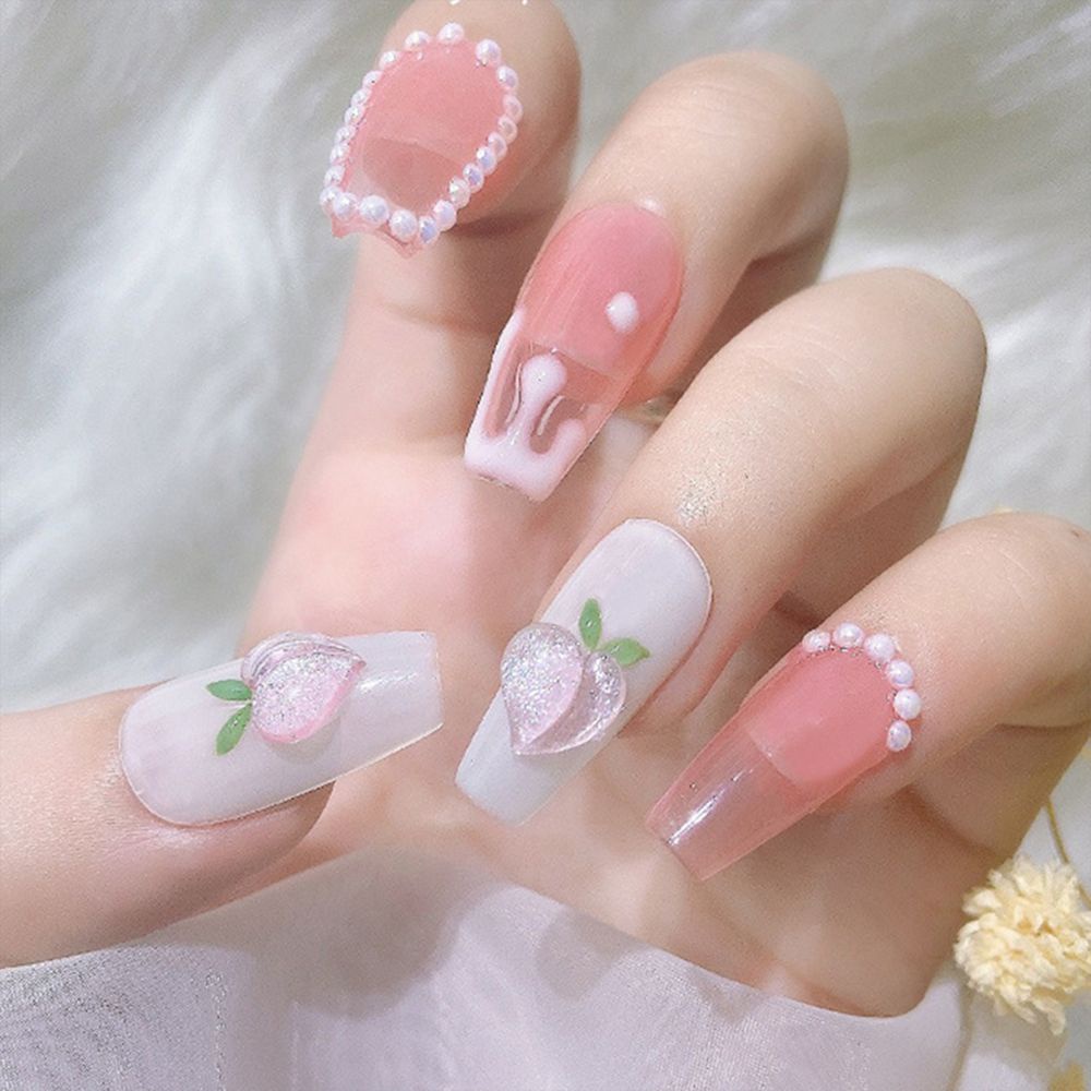 [Hàng mới về] Bộ 30 phụ kiện trang trí móng tay nhiều màu sắc hình trái tim 3d diy