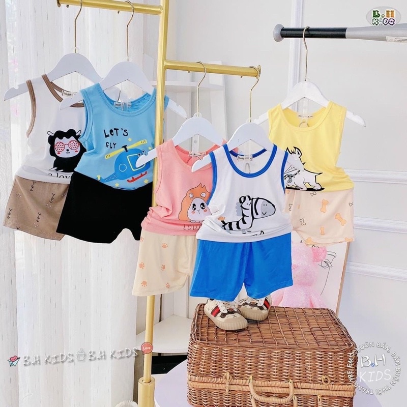 (ẢNH THẬT SHOP CHỤP) BỘ MINKY MOM THUN LẠNH CHO BÉ 6-16kg