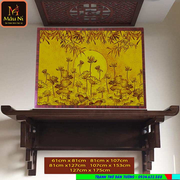 TRANH DÁN TƯỜNG MÂU NI 61x81cm, 81x107cm, 89x127cm, 89x153cm trang trí cho Bàn thờ ,vách thờ