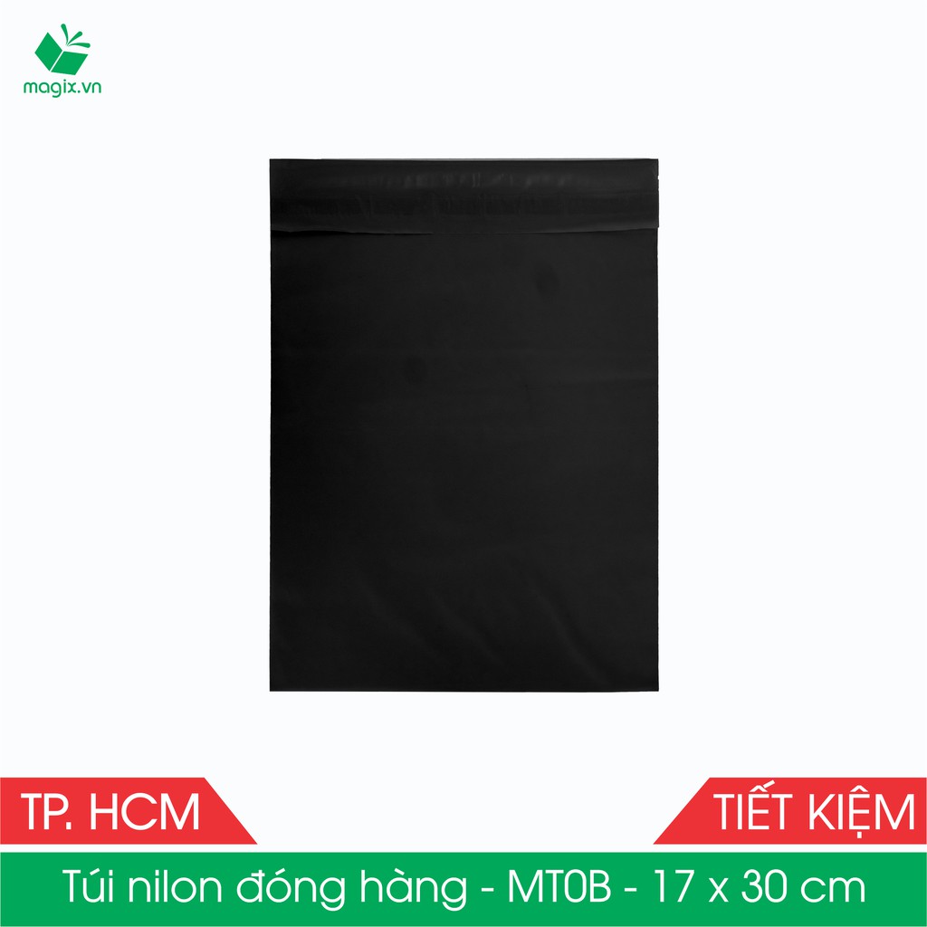 MT0B - 17x30 cm - Túi nilon TIẾT KIỆM gói hàng - 100 túi niêm phong đóng hàng màu ĐEN