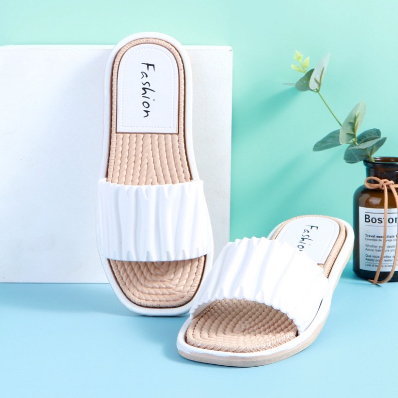 Dép lê nữ quai ngang họa tiết quai bèo sang chảnh, Dép quai ngang nữ cute tai bèo thời trang