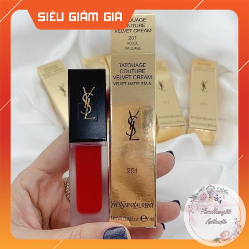 [Chính Hãng] Son Kem YSL 201 Rouge Tatouage Đỏ Cam - Velvet Cream