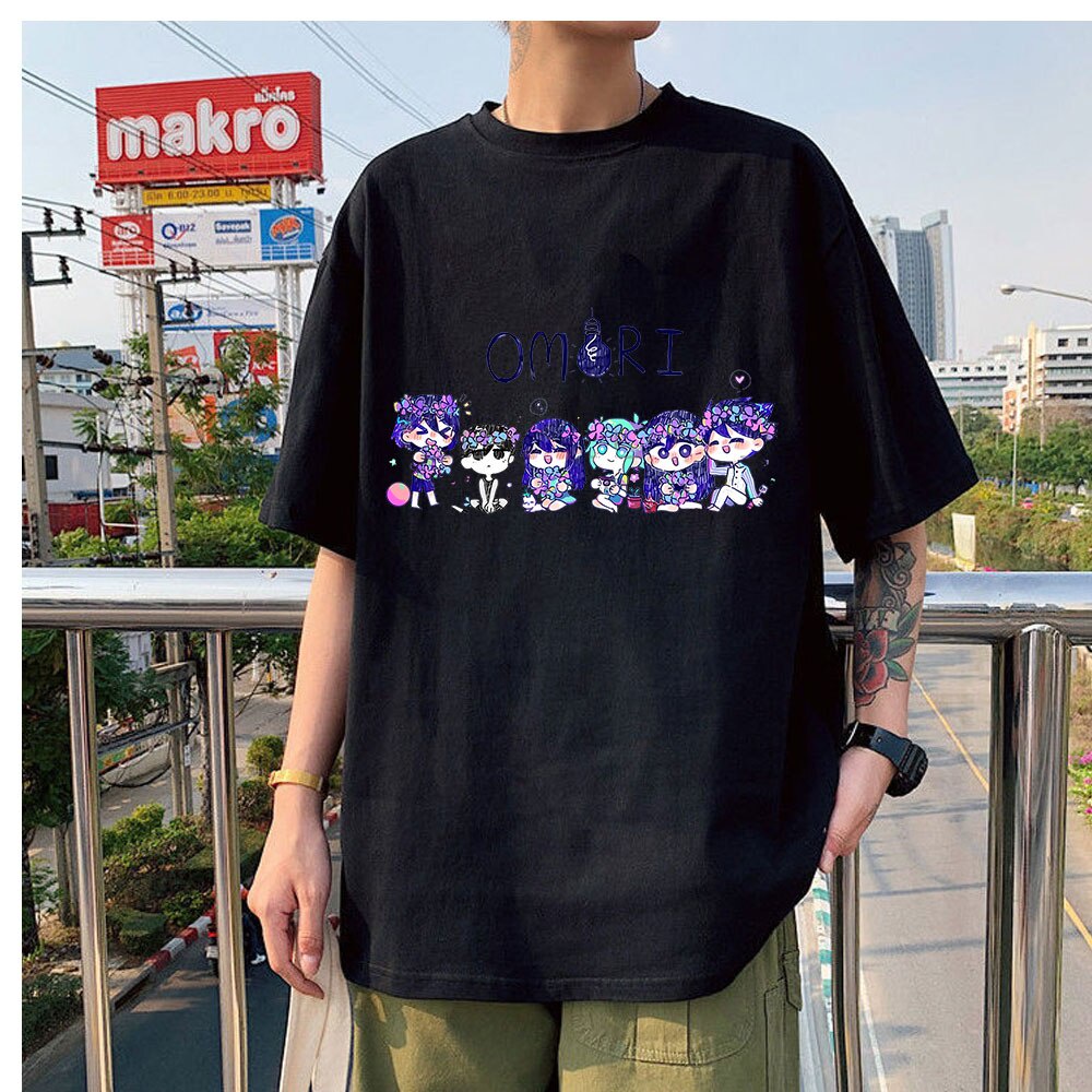 Smmer Time Omori Áo Thun Nam Oversize Phong Cách Mới